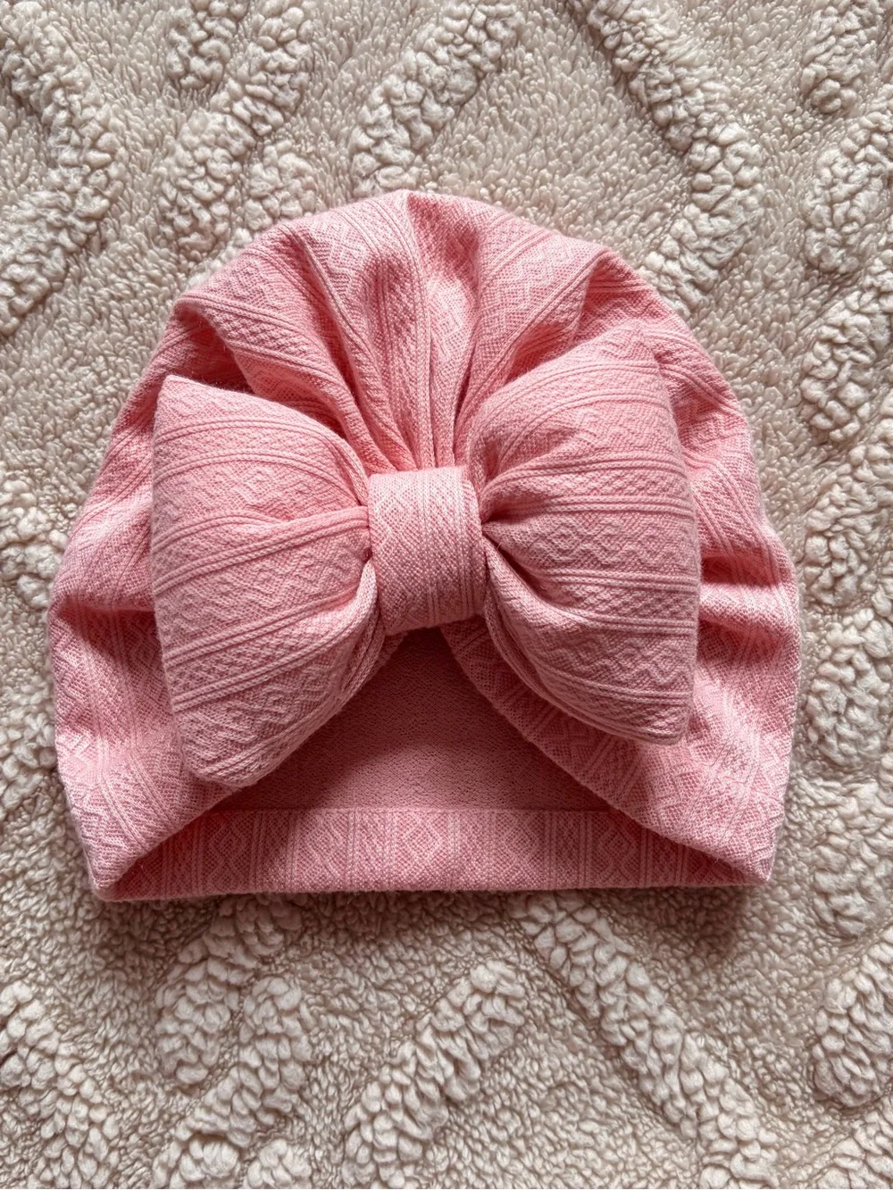 Baby Girl 0-24M Big Bow Beanies - Turban Hats With Bow Solid Color 3 Pack